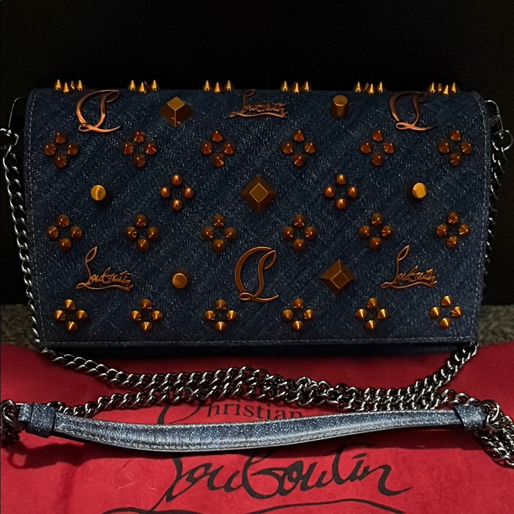 Christian Louboutin Paloma Denim Crossbody Bag Chain Strap NOT USED